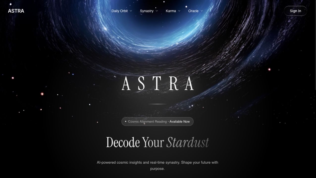 ASTRA’s cosmic, dark interface and Decode Your Stardust headline
